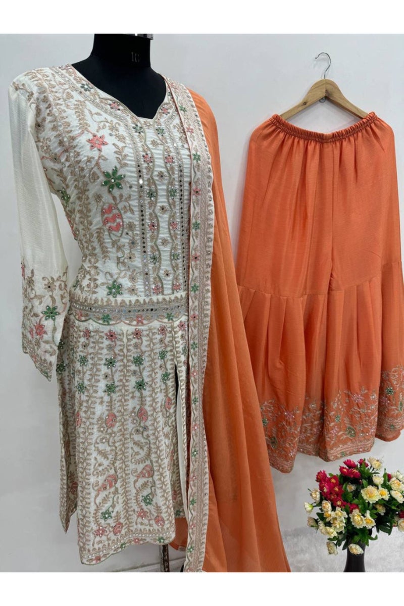 Chinon Silk Kameez Salwar With Dupatta - HRT4724 - Image 2